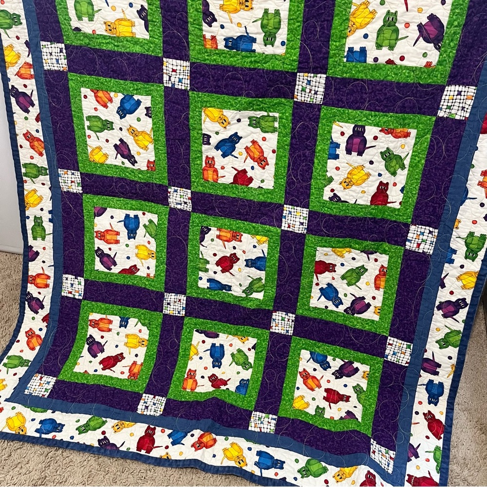 Handmade Cat Baby/Lap Quilt | Crib Quilt w/ Kittens Baby Gift Homemade